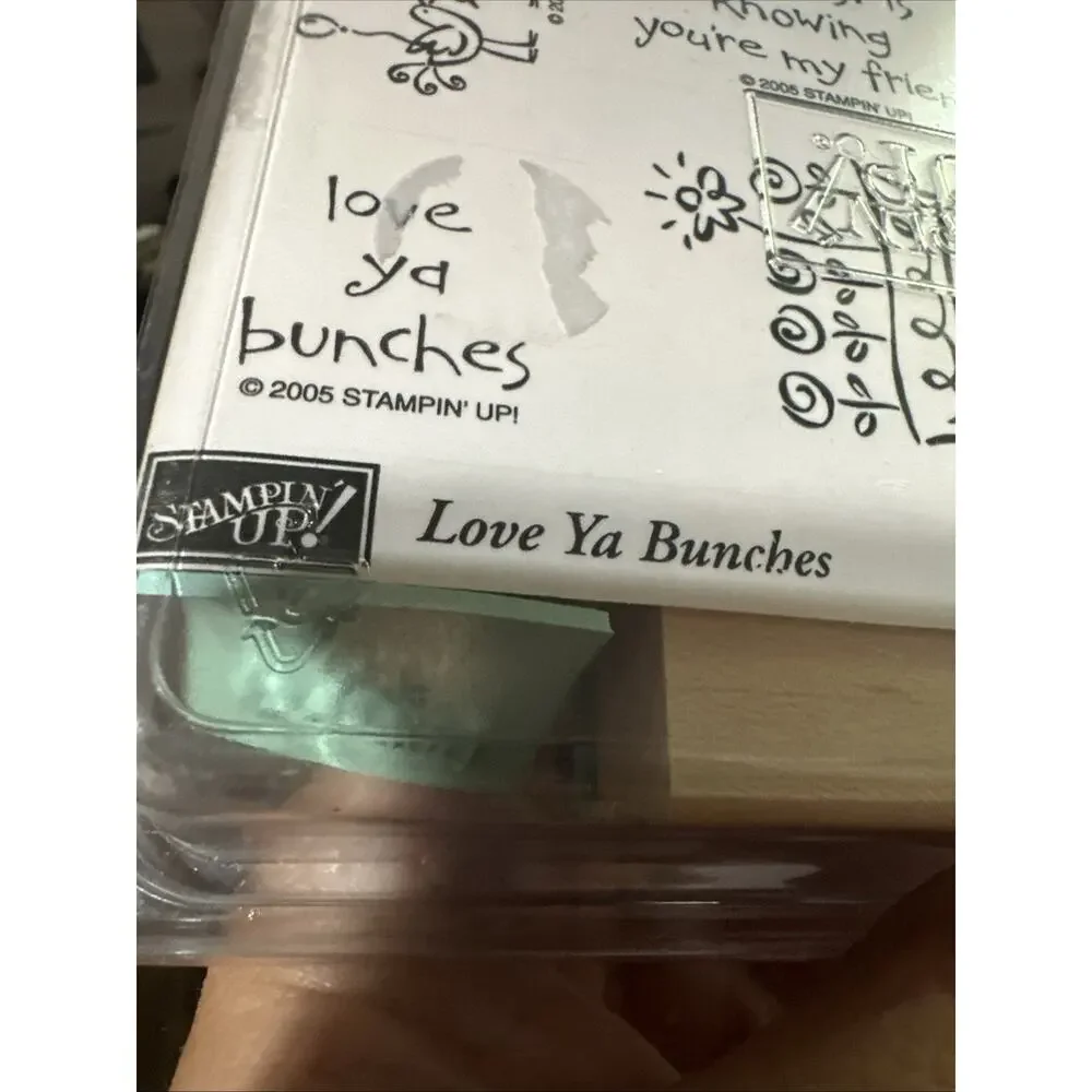 NEW Stampin Up! Wood Mount Stamp Set of 6 Love Ya Bunches Friend Birthday 2005